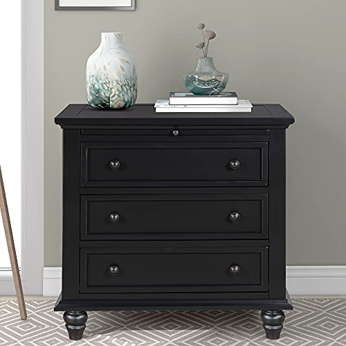 Modern Storage Wood Cabinet with 3-Drawer, Sofa Table Console Table End Table with Pull Out Tray, Accent Table Furniture for Entryway Living Room,Fully Assembly Bedside Table (Black) - color: Black