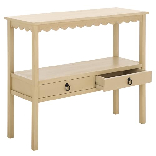 SAFAVIEH Home Collection Haven Natural Brown 2 Lower Drawer Console Table for Entryway, Living Room, Foyer - color: Natural