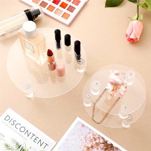 Lineshading 3 Pcs Round Acrylic Display Riser Clear Round Stands Clear Pedestal Riser Board for Cake Plant Dessert Jewelry Collectible Cupcake Figure Wedding Birthday Party Decor(5'', 6'', 8'') - size: 5'',6'',8'', style: Round