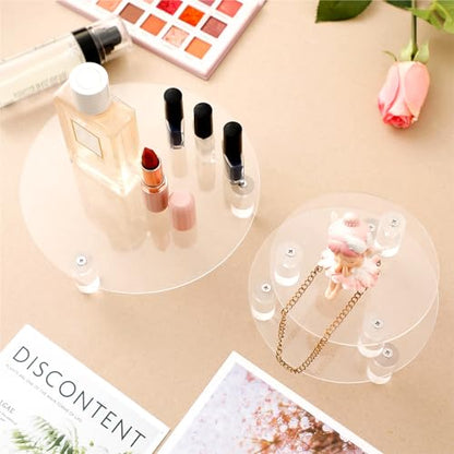 Lineshading 3 Pcs Round Acrylic Display Riser Clear Round Stands Clear Pedestal Riser Board for Cake Plant Dessert Jewelry Collectible Cupcake Figure Wedding Birthday Party Decor(5'', 6'', 8'') - size: 5'',6'',8'', style: Round