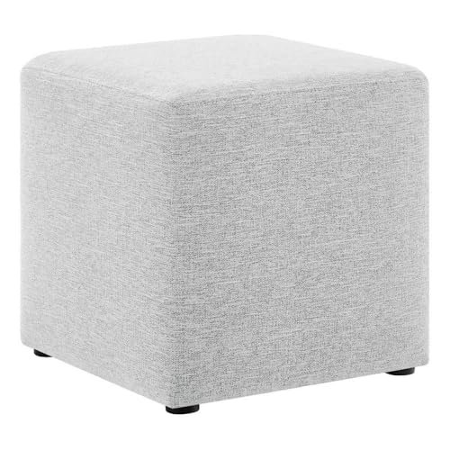 Modway 17" Square Woven Heathered Fabric Upholstered Upholstered Ottoman - color: Heathered Weave Light Gray