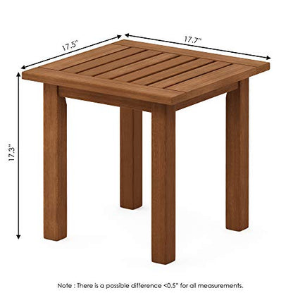 Furinno FG18506 Tioman Hardwood Patio Furniture Outdoor End Table, Natural - color: Natural, size: 17.5"D x 17.7"W x 17.3"H