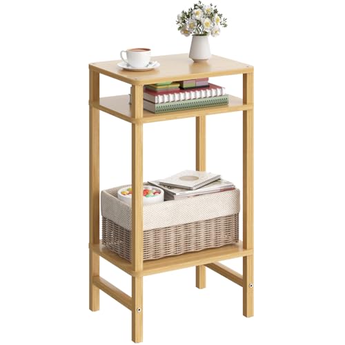 YUFAM Side Table End Table Tall Night Stand 3-Tier for Living Room Bedroom Bathroom Office Furniture Natural - color: Natural, size: 3 Tier
