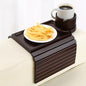 Couch Cup Holder Tray, 2 in 1 Bamboo Couch Armrest Table Clip on Sofa Armrest Table,Foldable Anti Silp Arm Rest Side Tray for Drink Coffee Mug, Snacks, Remote - color: Black Walnut