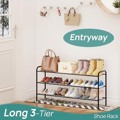 viewcare Long Shoe Rack for Closet, 3-Tier Extra Long Shoe Rack for Entryway & Garage, Sturdy Metal Construction, Shoe Organizer Holds 15-18 Pairs - size: 3-Tier(Extra Long)