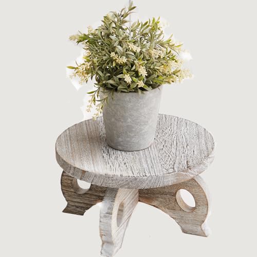 Plant Stools Indoor Wooden Stool for Plants Flower Display with Stand Farmhouse Indoor Small Plant Stand Riser Round Display Stands - color: White, size: Wood