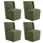 KISLOT Upholstered Dining Chairs Set of 4 with Casters, Wingback Modern Side Armless Deskchair with Rollers for Diningroom Bedroom Livingroom Reading Room, Green Fabric - color: A Green Fabric, size: Set of 4