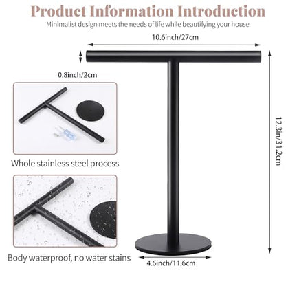 Bathroom Hand Towel Holder Stand，T-Shape Hand Towel Holder Stand SUS304 Stainless Steel Matte Black for Bathroom，Kitchen or Vanity Countertop - color: Matte Black