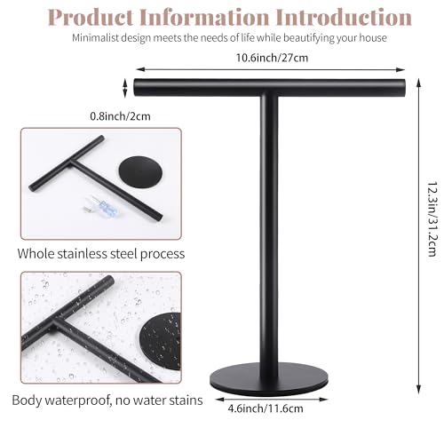 Bathroom Hand Towel Holder Stand，T-Shape Hand Towel Holder Stand SUS304 Stainless Steel Matte Black for Bathroom，Kitchen or Vanity Countertop(2 Pack) - color: Matte Black-2pack