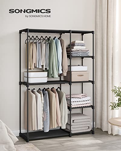SONGMICS Portable Closet, Freestanding Closet Organizer, Clothes Rack with Shelves, Hanging Rods, Storage Organizer, for Cloakroom, Bedroom, 48.8 x 16.9 x 71.7 Inches, Black URYG026B02 - size: 48.8"L x 16.9"W x 71.7"H