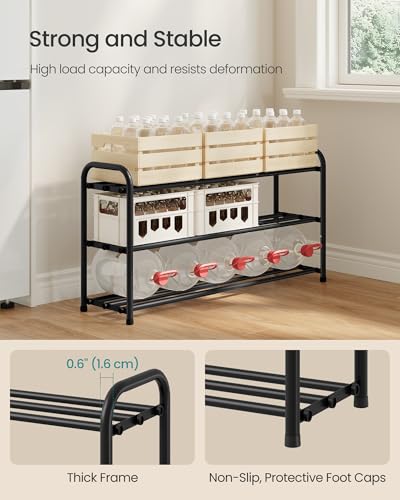 SONGMICS Expandable Shoe Rack, Adjustable Shoe Organizer Storage Shelf, Sturdy and Heavy-Duty, for Closet, Entryway, Living Room, 3-Tier, Ink Black ULMR036BD01 - size: 3 Tiers (18.8"H)