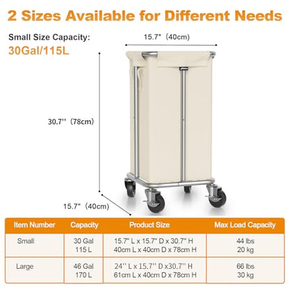 Hodonas Laundry Basket with Wheels, 115L Rolling Laundry Hamper Large Dirty Clothes Hamper Cart with Steel Frame and Removable Bag, Bedroom Bathroom Dorm Room Laundry Room Organization Hampers, Beige - color: Beige