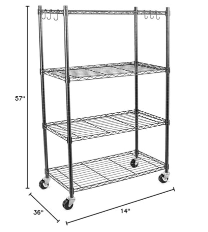WDT Shelving Storage Units on Wheels Casters, Adjustable Heavy Duty Metal Shelf Wire Storage Rack for Home Office Garage Kitchen Bathroom Organization,36" Wx14 Dx57 H - size: 4Tier 36"W x 14"D x 57"H