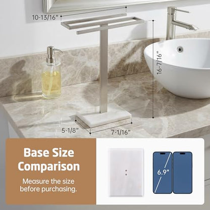 KES Hand Towel Holder for Bathroom, Countertop Towel Stand with Weighted Marble Base, S-Shape Hand Towel Rack Stand Freestanding Counter Top 18/8 Stainless Steel Brushed Finish, BTH223-2 - color: Brushed Grey