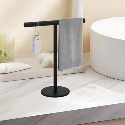 2 pcs T-Shape Towel Holder, T-Shape Freestanding Countertop Towel Rack, Towel Bar for Bathroom Kitchen (Black) - color: Black-2pcs