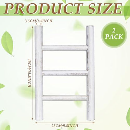 Cinnvoice 2 Pcs Wooden Tea Towel Ladder Rustic Hand Towel Stand Rack Mini Countertop Towel Stand Farmhouse Wood Counter Towel Holder for Bathroom Country Kitchen Office (White) - color: White