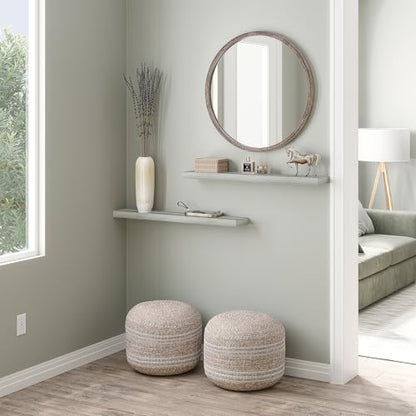 Ballucci Floating Shelves, 36" Wood Wall Shelf Set of 2, with Invisible Brackets for Bathroom, Living Room, Bedroom, Kitchen, Nursery, 6" Deep, Rustic Gray - color: Grey, size: 35.4 inches