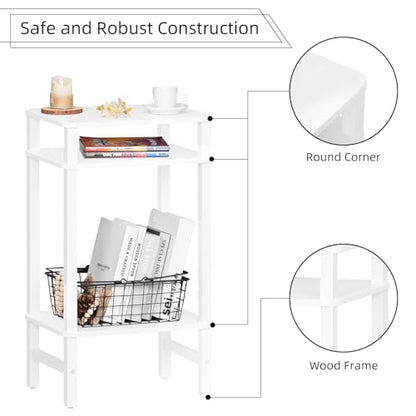YUFAM Side Table End Table Tall Night Stand 3-Tier 2 Pack for Living Room Bedroom Bathroom Office Furniture White - color: White, size: 3 Tier