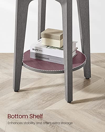 VASAGLE MAEZO Collection - Side Table, 2-Tier Small Round End Table, Nightstand with Tapered Legs, Curved Transitions, for Small Spaces, Living Room, Bedroom, Smoky Gray ULET283T68 - color: Smoky Gray, size: 1 pack