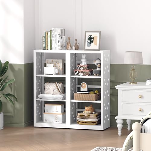 Polup Metal Bookcase, Small Bookshelf with Adjustable Shelves, Narrow White Book Shelf, 3 Tier Bookshelf for Living Room, Home Office - color: White, size: 3 Tier-16" W