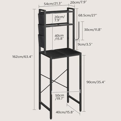 MAHANCRIS Bakers Rack with Mini Fridge Shelf, 3-Tier Microwave Stand, Coffee Bar Station with Paper Holder, Freestanding Kitchen Storage Rack, for Kitchen, Black BRBK5401 - color: Black