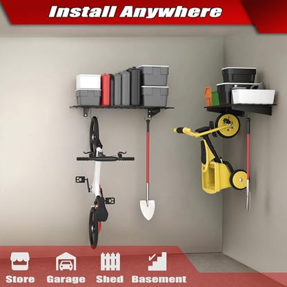 WALMANN 2 Pack Garage Wall Mount Shelves, 45x15 inch Wall Mounted Storage Shelves for Garage Heavy Duty Floating Shelf, Holds Up to 220 lbs(Black) - color: Black-15x45