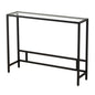 MAJARO Small Modern Console Table for Entryway, Tempered Glass with Metal Frame Sofa Table for Living Room, Hallway, Office (Single-Layer, Black) - color: Black, style: Single-layer