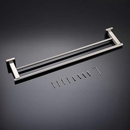 Miyili 24-Inch Bathroom Double Towel Bar Brushed Stainless Steel Bath Towel Rack Holder Wall Mount, A02N60B - color: Brushed Steel, size: 24-Inch