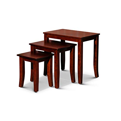 DTY Indoor Living 3-Piece Nesting Tables - Wooden Table Set of 3 for Living Room - Stackable Tables with Sleek Cherry Finish for Stylish and Space-Saving Home Furniture - color: Avon Design/Cherry Finish