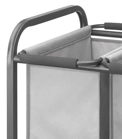 Whitmor Triple Laundry Sorter - 3 Removable Bags with Easy-Grip Handles - Rolling Laundry Sorter - Grey - size: 3 Section A，Grey