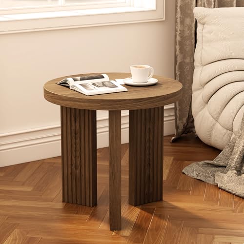 17.52" Small Round Side Table, Brown | Coffee Table with Smooth Thick Mesa, Circle End Table with X Shaped Stable Legs, Accent Tea Table for Living Room, Office - color: Brown, style: Side Table