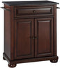 Crosley Furniture Alexandria Granite Top Small Portable Rolling Kitchen Island Storage Cart, Microwave Stand, Mahogany - color: Mahogany, style: Solid Black Granite Top