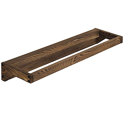 MyGift Set of 2 Solid Wooden Wall Mounted Shoe Rack Storage Organizer with Rustic Burnt Wood Finish, Hanging Footwear Holder for Closet, Mudroom, Entryway, Holds 4 Pairs - color: Rustic Burnt Brown