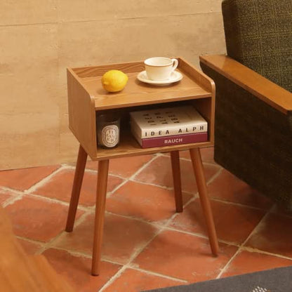 MaxSmeo Nightstand, Mid Century Modern Side Table Bedroom with Storage, Small End Bedside Table with Solid Wood Legs for Living Room, Office Small Spaces (Brown) - color: Modern Brown