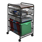 EasyPAG 3-Tier Rolling File Cart with 1 Large & 2 Small Baskets – Adjustable Hanging Organizer, Under Desk Storage, Mobile File Cabinet for Home/Office, Black