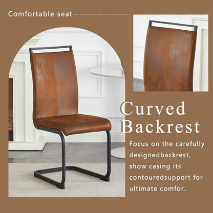 Baysitone Modern Dining Chairs Set of 2, Side Dining Room Chairs, High Back Kitchen Chairs with Suede Fabric Padded Seat for Dining Room,Kitchen, Living Room Brown - color: Suede Brown, size: Set of 2