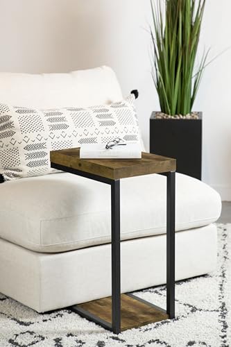 Coaster Home Furnishings - Beck - Engineered Wood and Metal - 11.5-Inch C-Shaped Sofa Side Table with Slim Base and Plastic Glides - Living Room - Rustic Nutmeg - 931246