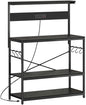 SUPERJARE Bakers Rack with Power Outlets, Microwave Stand, 39.4 X 14.3 Inch Larger Desktop, Kitchen Storage Rack with Adjustable Middle Shelf, 6 S-Shaped Hooks, Coffee Bar Stand, Black - color: Black, size: 39.4inch