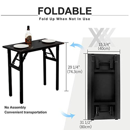 Need Folding Desk - 31 1/2" No Assembly Foldable Small Computer Table,Sturdy and Heavy Duty Writing Desk for Small Spaces, Black&Black Frame - color: Black & Black Frame, size: 31.5inch