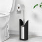 Toilet Paper Holder Stand for Bathroom, Stainless Steel Freestanding Rustproof Tissue Roll Holder with Storage Splash Guard, Holds 5 Rolls, Modern Black Bathroom Organizer, 21 Inch