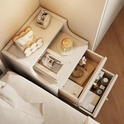 Narrow Nightstand with 2 Drawers,White Nightstand,Bedside Table,Solid Wood Modern Bedside Table for Bedroom,Study,Toilet - color: White, size: 15.75"D x 15.75"W x 22.32"H(2 Drawers)