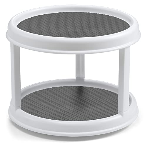 2 Tier 10" Turntable Lazy Susan Spice Organizer - Rotating Seasoning Rack for Pantry Cabinet Kitchen Countertop, Table Top Organizing - Multiuse Two Tier Rotating Organization Rack Spinner - size: 10 inch - 2 Tier - 1 Pack