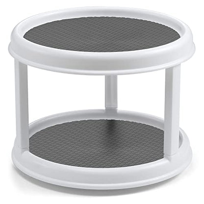 2 Pack, 2 Tier 10" Turntable Lazy Susan Spice Organizer - Rotating Seasoning Rack Spinner for Pantry Cabinet Kitchen Countertop, Table Top Organizing - Multiuse Two Tier Rotating Organization Rack - size: 10 inch - 2 Tier - 2 Pack