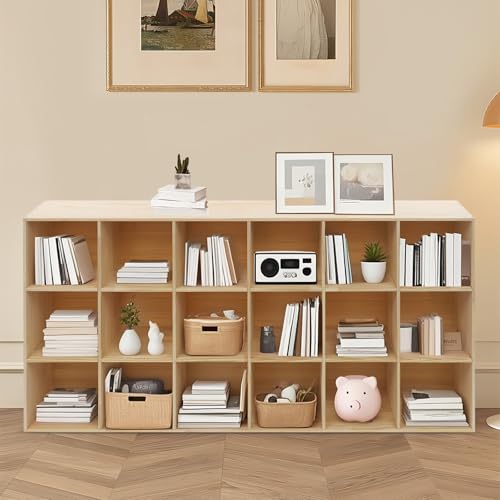 18 Cube Solid Wood Bookcase, Wooden Bookshelf Modern Floor Standing Storage Shelf for Living Room Bedroom Office, 11.8 * 11.8 * 11.8in Cubes with 220lbs Capacity, Easy Assembly - size: 18 Cube