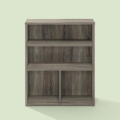 Frei Bookcases, Bookshelf, 4 Cube Display Bookcase, with Adjustable Shelves, for Home Office, Living Room, Olive Oak - color: Olive Oak, size: 11.81 (D) x 23.62 (W) x 28.15 (H) inches