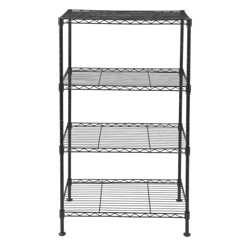FOXHOLE 4-Tier Black Wire Shelving Unit Adjustable Shelves Industrial Welded Storage Rack for Kitchen, Pantry Garage 19.69" W x 11.81" D x 31.50" H - size: 19.69" W x 11.81" D x 31.50" H