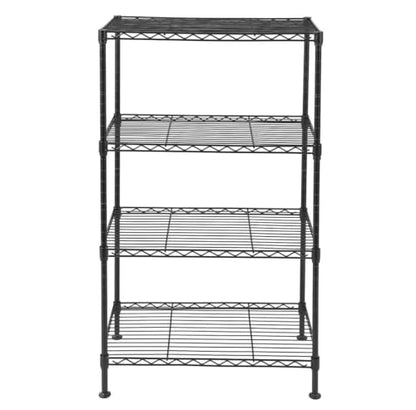FOXHOLE 4-Tier Black Wire Shelving Unit Adjustable Shelves Industrial Welded Storage Rack for Kitchen, Pantry Garage 19.69" W x 11.81" D x 31.50" H - size: 19.69" W x 11.81" D x 31.50" H