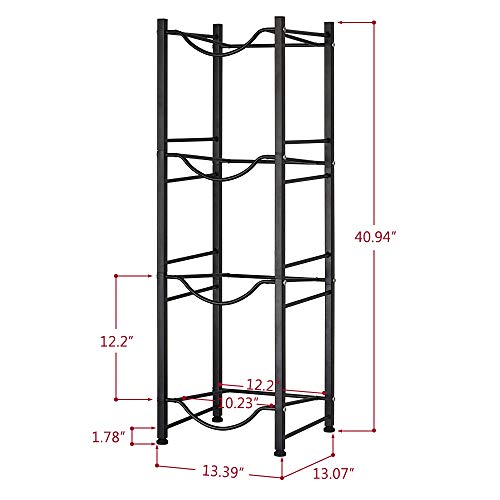 OYEAL 4-Tier Water Bottle Holder Cooler Jug Rack Organizer, 5 Gallon Water Bottle Storage Rack Detachable Water Dispenser Stand Stainless Steel Water Jug Stand for Kitchen Drawing Room, Black - color: 4-Tier Black