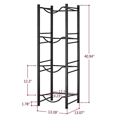 OYEAL 4-Tier Water Bottle Holder Cooler Jug Rack Organizer, 5 Gallon Water Bottle Storage Rack Detachable Water Dispenser Stand Stainless Steel Water Jug Stand for Kitchen Drawing Room, Black - color: 4-Tier Black