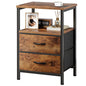 Huuger Night Stand with 2 Drawers, Bed Side Table with Open Shelf, Wooden Top, Nightstand for Bedroom, End Table for Small Space, Fabric Drawer, Rustic Brown - color: Rustic Brown